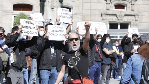 Protesta de la CUT, trabajadores del metal en Vigo por el Primero de Mayo