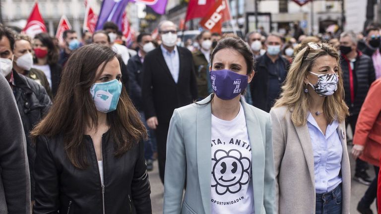 Ione Belarra, Irene Montero y Yolanda Díaz.