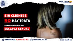 Cartel de la Polica Nacional solicitando la colaboracin ciudadana contra la trata de blancas y la explotacin sexual
