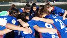Real Oviedo Femenino Horizontal.Las futbolistas azules, antes del encuentro
