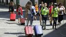 Estudiantes y turistas se cruzan en las calles del casco viejo, sea con maletas o con mochilas.