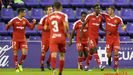 Jugadores del Nstic celebrando un gol al Valladolid