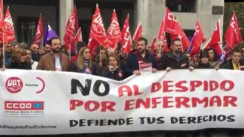 Imagen de archivo de una concentraci�n de protesta frente a los despidos