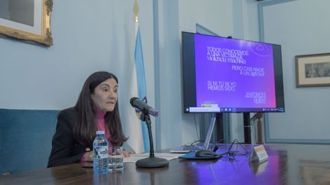 La subdelegada del Gobierno en Lugo inaugurando unas jornadas sobre violencia machista este lunes por la mañana