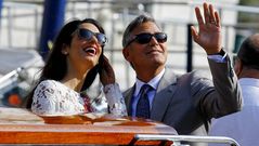 Clooney disfruta sus primeras horas de casado