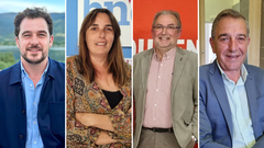 De izquierda a derecha: �lvaro Fern�ndez, Mar�a G. Albert, Luis F. Gudi�a y Vicente Solarat, candidatos a la alcald�a de A R�a de Valdeorras
