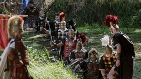 Recreación de los romanos cruzando el río Lethes en la Festa do Esquecemento de Xinzo de Limia.