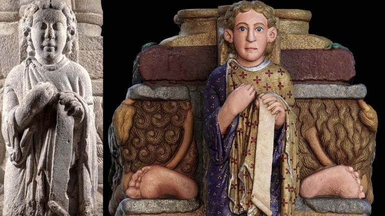 O mestre Mateo recupera as súas cores orixinais grazas a unha restauración virtual