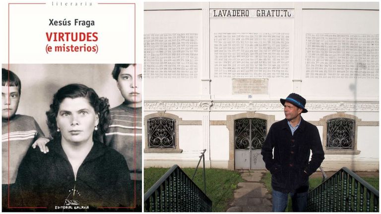 O escritor Xesús Fraga coa cuberta da novela que acadou o premio nacional.