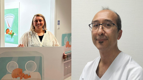 Diana Flrez Rodrguez, enfermera neonatal (izquierda), y Javier Bueno, logopeda (derecha).