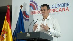 Pedro Sánchez, en su comparecencias tras la sesión plenaria de la Cumbre Iberoamericana