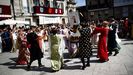 Los bailes medievales son una de las actividades que se mantienen en esta versión reducida de la Festa da Istoria.