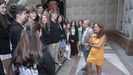 Rey y Celemín con los estudiantes en María Pita.