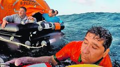 As fue el espectacular rescate de los ocho tripulantes del pesquero incendiado en Cedeira