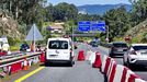 Obras en la A-55 a su paso por Tui, en una imagen de abril 