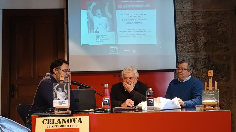 Erik Dobaño, Gonçales Blasco e Xabier Ferreiro na presentación da obra