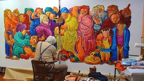 El pintor ultima la obra en su estudio de Xurenzás, en Boborás