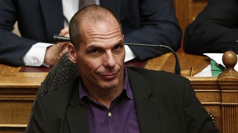 Yanis Varoufakis, en la sesin de ayer en el Parlamento