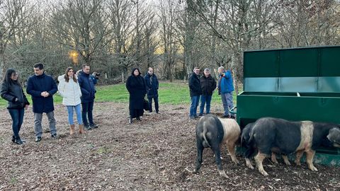Visita de una delegación del Gobierno de Castilla y León a la aldea modelo de Penedo en Boborás