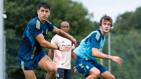 Colombatto y Yayo, en el primer entrenamiento de la pretemporada