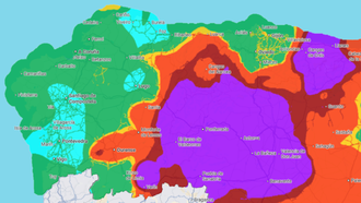 Situación de la calidad del aire en el noroeste peninsular durante la mañana de este lunes.