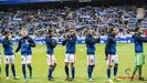 Real Oviedo Cultural Carlos Tartiere.Los futbolistas del Real Oviedo saludan antes del partido frente a la Cultural