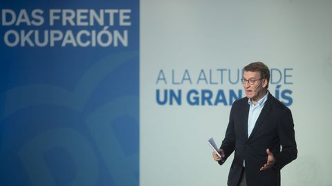 Feijoo, en el acto sectorial para explicar las medidas del PP contra la okupación presentadas en Barcelona