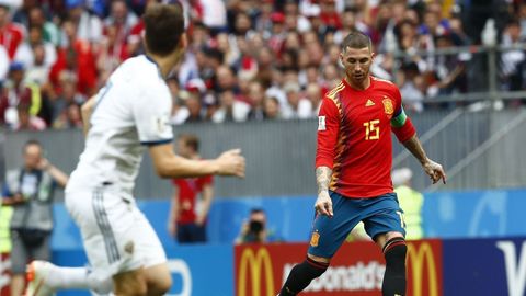 Sergio Ramos, en un partido del Mundial 2018