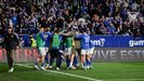 Los jugadores del Real Oviedo celebran el 1-0 al Sporting