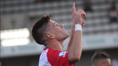 Ton Ripoll celebra un gol con L'Hospitalet