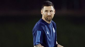 Leo Messi, durante un entrenamiento de la selección argentina en Catar.