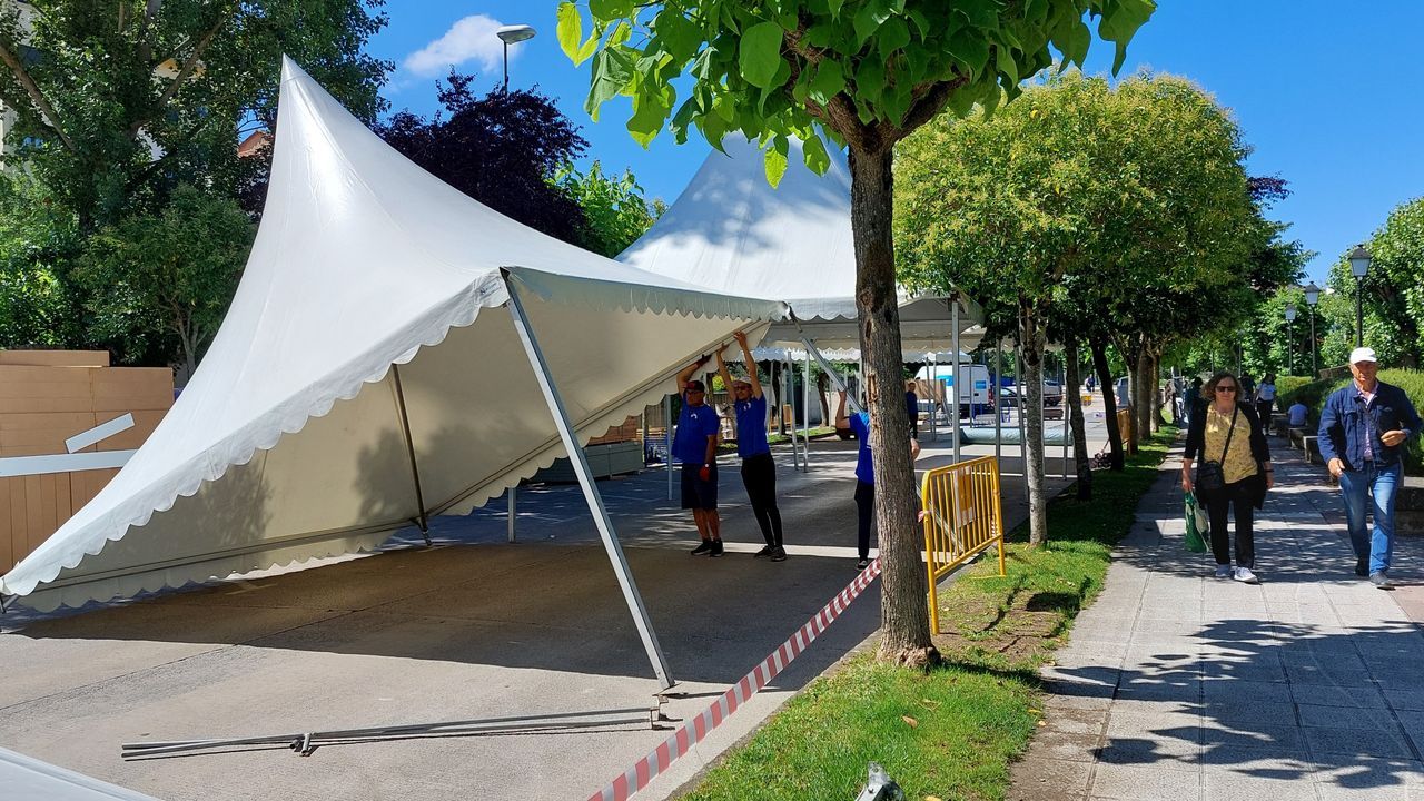 Os Pinchos Irmandios de Vimianzo, un a un: que pinta!.Instalacin del recinto del cuarto Festival do Vio en el paseo del Malecn de Monforte