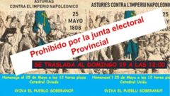 Cartel de la convocatoria del colectivo entidades memorialistas y republicanas para el homenaje cancelado a los h�roes del 25 de mayo de 1808