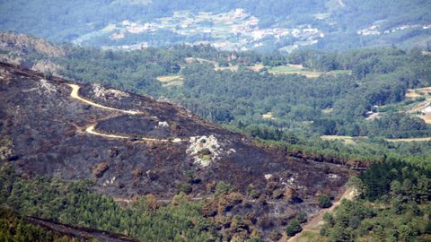 La zona de A Curota afectada por el incendio de Barbanza.