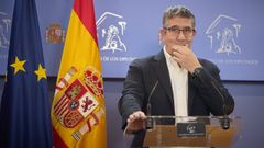 Patxi Lpez, portavoz parlamentario del PSOE, en rueda de prensa.