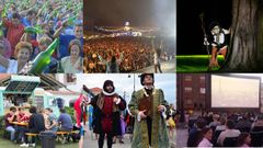 Collage actividades asturias verano desembarco tazones foodtruck fartukarte festival de la sidra cine de verano noches mgicas del botnico