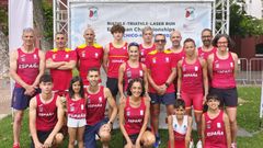 Participantes de la expedici�n espa�ola durante el Campeonato de Europa de Biathle, Triathle y L�ser Run celebrado en Machico