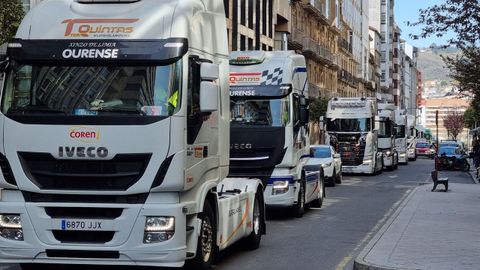 Caravana de camiones por la ciudad de Ourense en este viernes