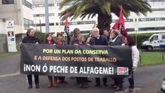 Protesta de Alfageme ante la sede del Igape en Santiago