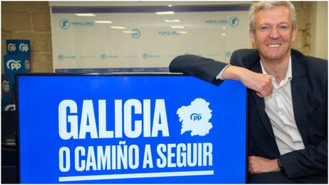 Alfonso Rueda, con el lema de su campaa para presidir el PPdeG.