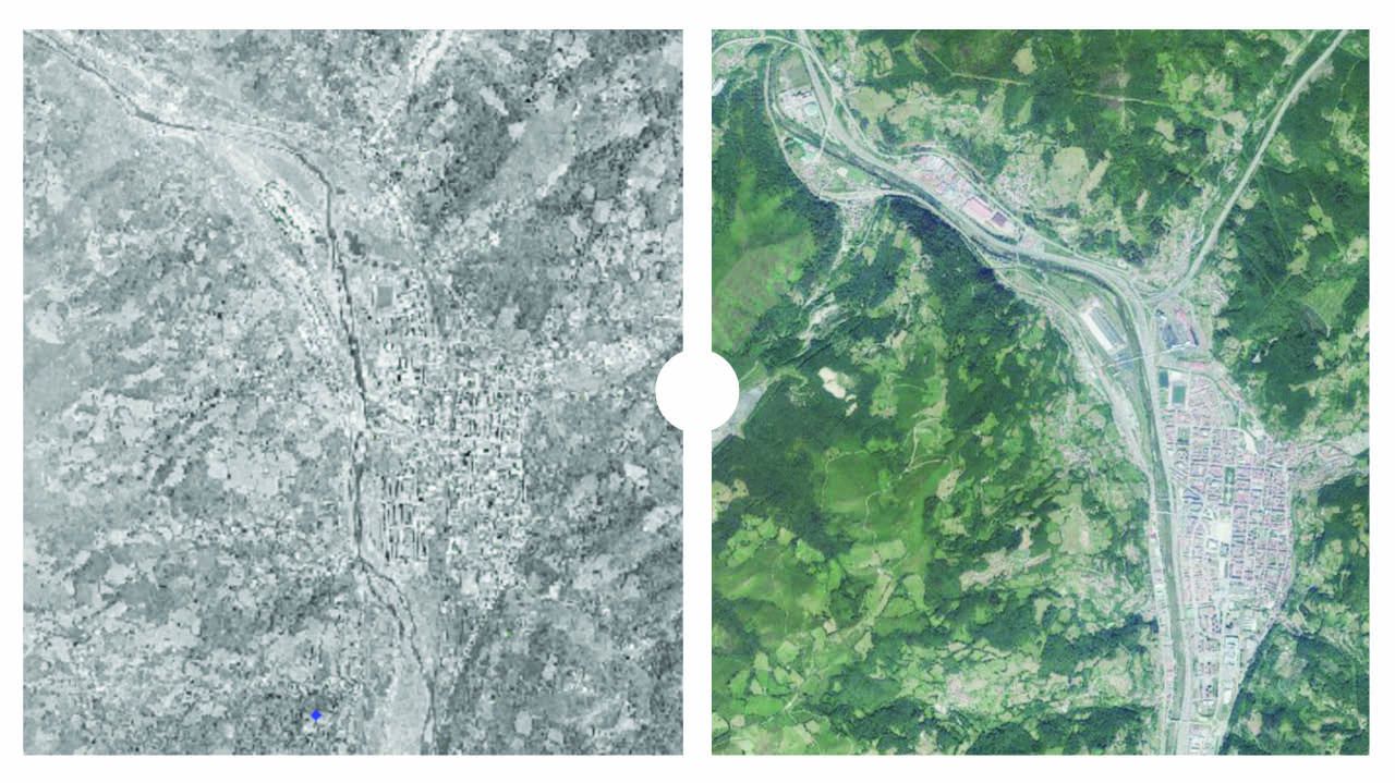Mieres en 1956 y en 2019, seg�n datos del Instituto Geogr�fico Nacional (IGN)