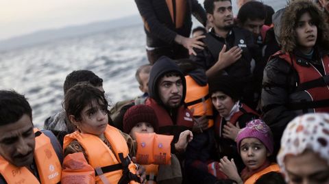 Refugiados llegados a la isla de Lesbos