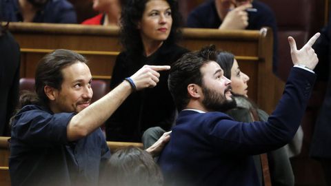 Pablo Iglesias y Gabriel Rufin, en el Congreso