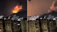 Una columna de humo se eleva tras una explosi�n en Caracas (Venezuela).