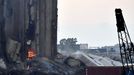 La cada de la cara norte de los silos de Beirut,el recuerdo de la trgica explosin del 2020