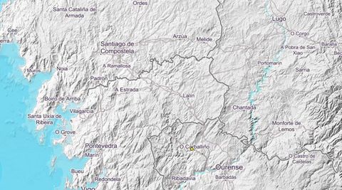 Captura del mapa del Instituto Geogrfico Nacional, en el que se muestra con un punto amarillo el lugar del epicentro del terremoto