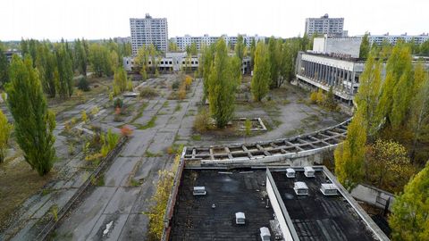Vistas de la ciudad abandonada de Pripyat, donde vivan los trabajadores de la planta nuclear