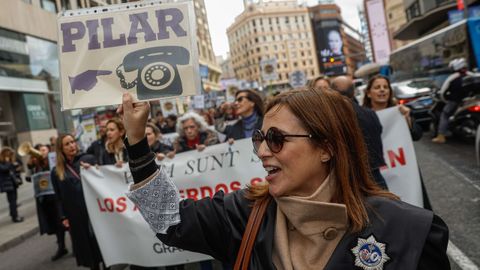 Imagen de la última manifestación de los letrados judiciales en Madrid para exigir que la ministra de Justicia, Pilar Llop, ordenase volver a las negociaciones.
