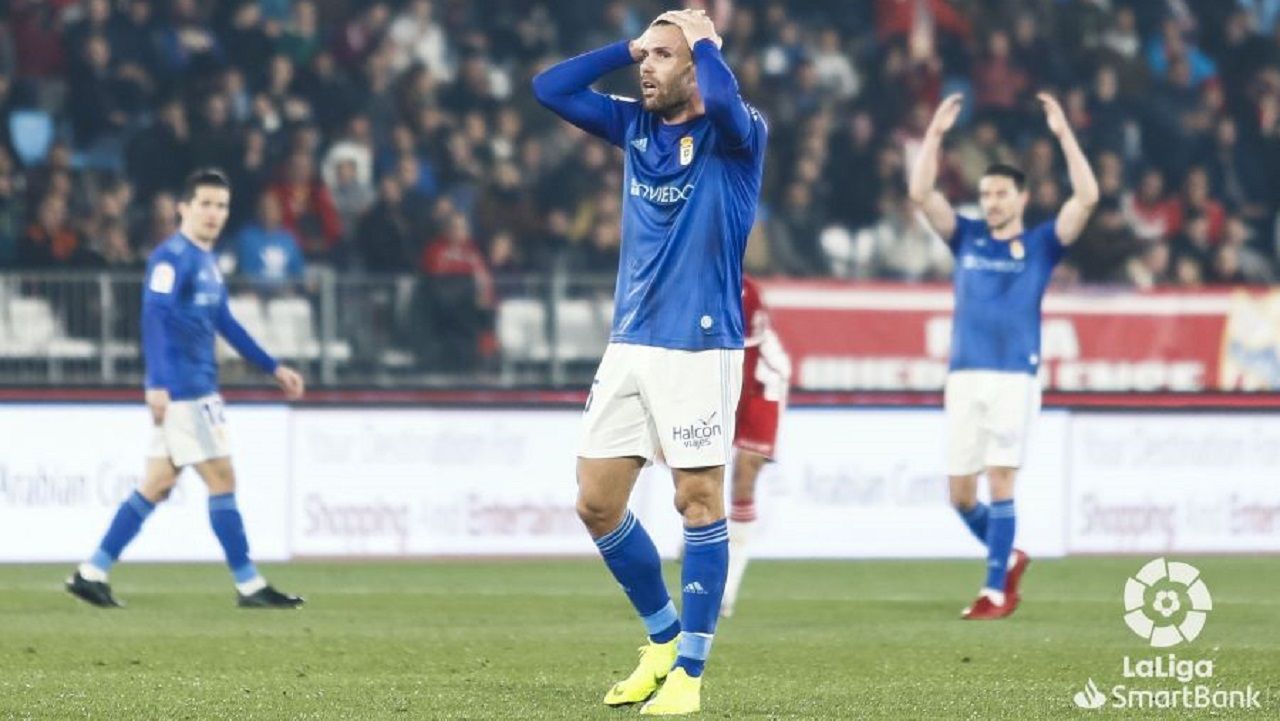 Ortuño se lamenta tras una ocasión ante el Almería