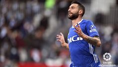 Borja Bast�n celebra el 0-1 frente al Burgos